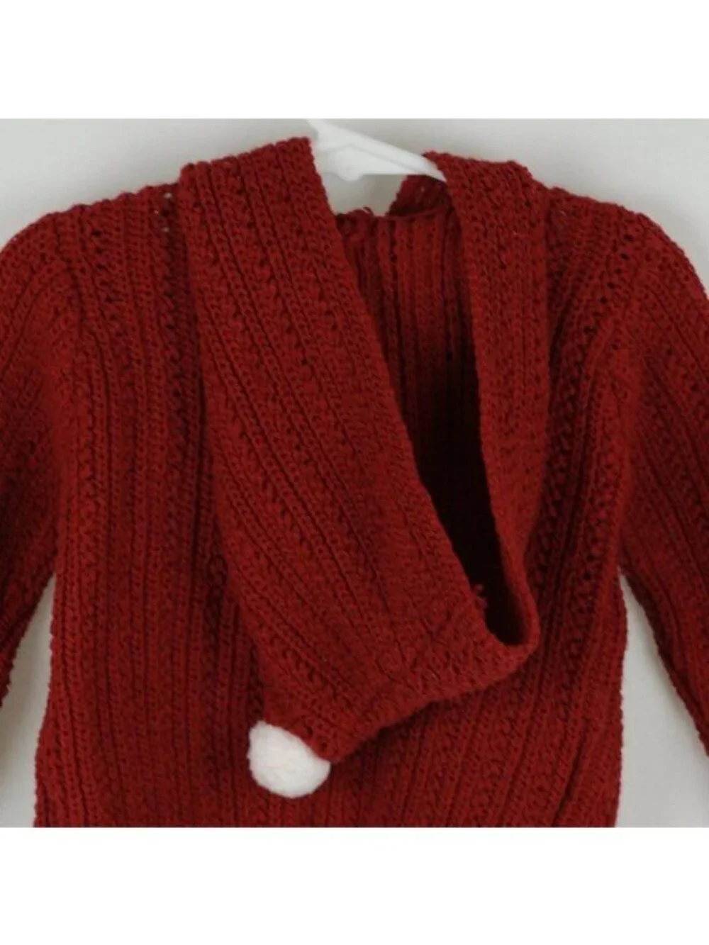 PatPat Infant Size 6-9 Months Red White Cabled Hooded Snap Up Cardigan NWT